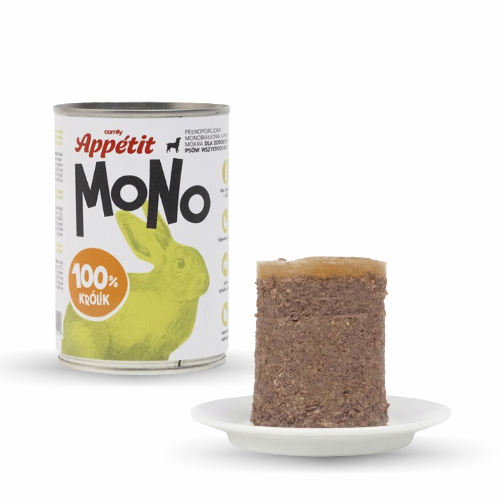 Comfy Appetit Mono Królik Monoproteinowa Karma Mokra Dla Psa Puszka Zestaw 3 sztuk 400g